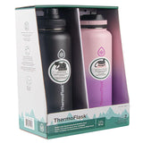 Thermoflask 40oz Stainless Steel Insulated Water Bottles with Straw and Spout Lids, 2-pack