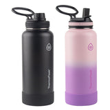Thermoflask 40oz Stainless Steel Insulated Water Bottles with Straw and Spout Lids, 2-pack