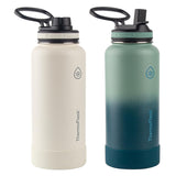 Thermoflask 40oz Stainless Steel Insulated Water Bottles with Straw and Spout Lids, 2-pack