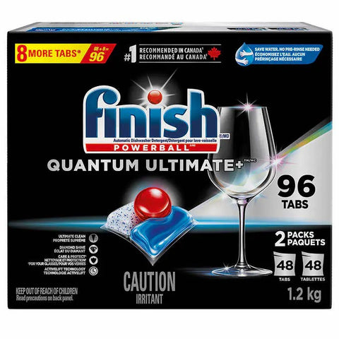 Finish Powerball Quantum Ultimate+ Dishwasher Cleaning Tabs (96 Tabs) - Lemon Sparkle.