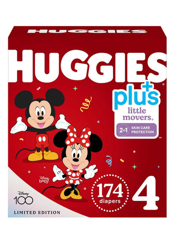 Huggies 174-Piece Little Snugglers Plus Little Movers 2 in 1 Skin Protect Diapers Size 4