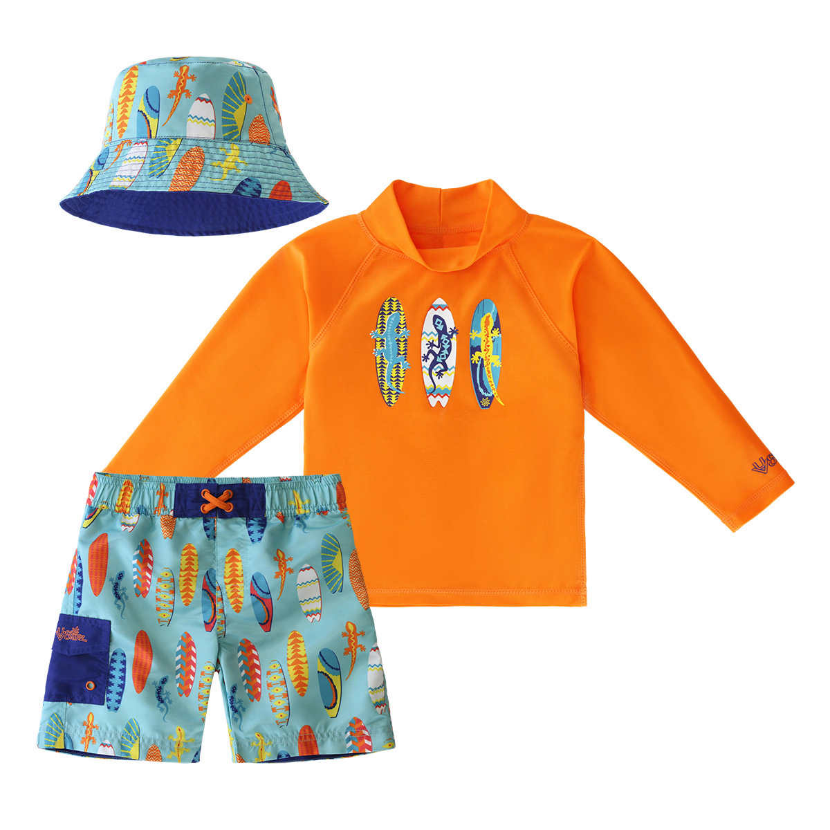 UV SKINZ Boys 3 Piece Swim Set- Orange –