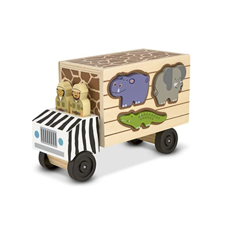 Melissa & Doug Safari Animal Rescue Truck Wooden Toy Vehicles Developmental Toy 3+ Gift for Boy or Girl