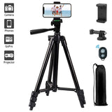 Phone Tripod,LINKCOOL 42" Aluminum Lightweight Portable Camera Tripod for Iphone/Samsung/Smartphone/Action Camera/DSLR Camera with Phone Holder & Wireless Bluetooth Control Remote - Black. - shopperskartuae