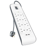 8-Way Surge Protection Strip With 2 Meters Cord Length. - shopperskartuae