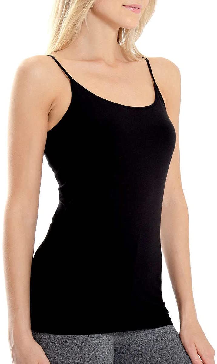 Vaslanda Women Camisole for Women with Adjustable Strap Padded Bra Basic  Cami Tank Tops for Summer Sleeping Workout Undershirts Black S at   Women's Clothing store