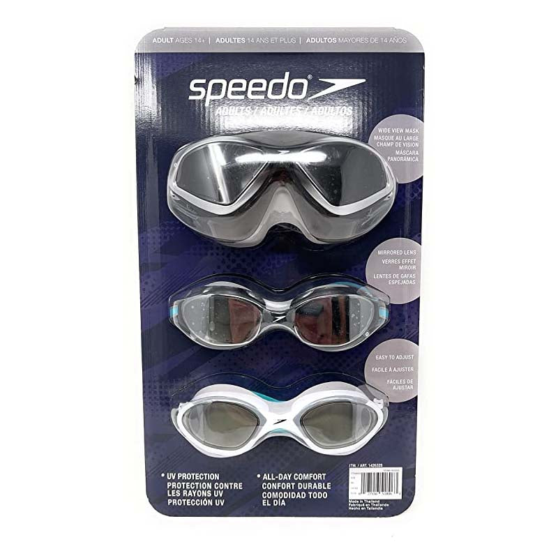 Speedo Unisex Adult Swim Goggles and Mask, 3-pack –