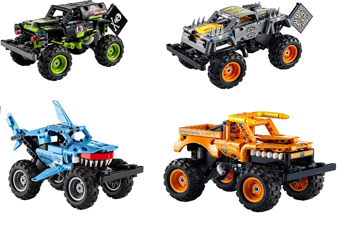 LEGO Technic Monster Jam Collection 66712 Model, Building Kit, 2-in-1 Pull  Back Toy, Megalodon, Grave Digger, El Toro Loco and Max-D Monster Trucks