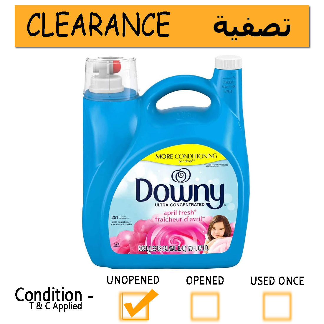 Downy Ultra Liquid Fabric Conditioner, April Fresh, 251 Loads, 170 fl. oz.