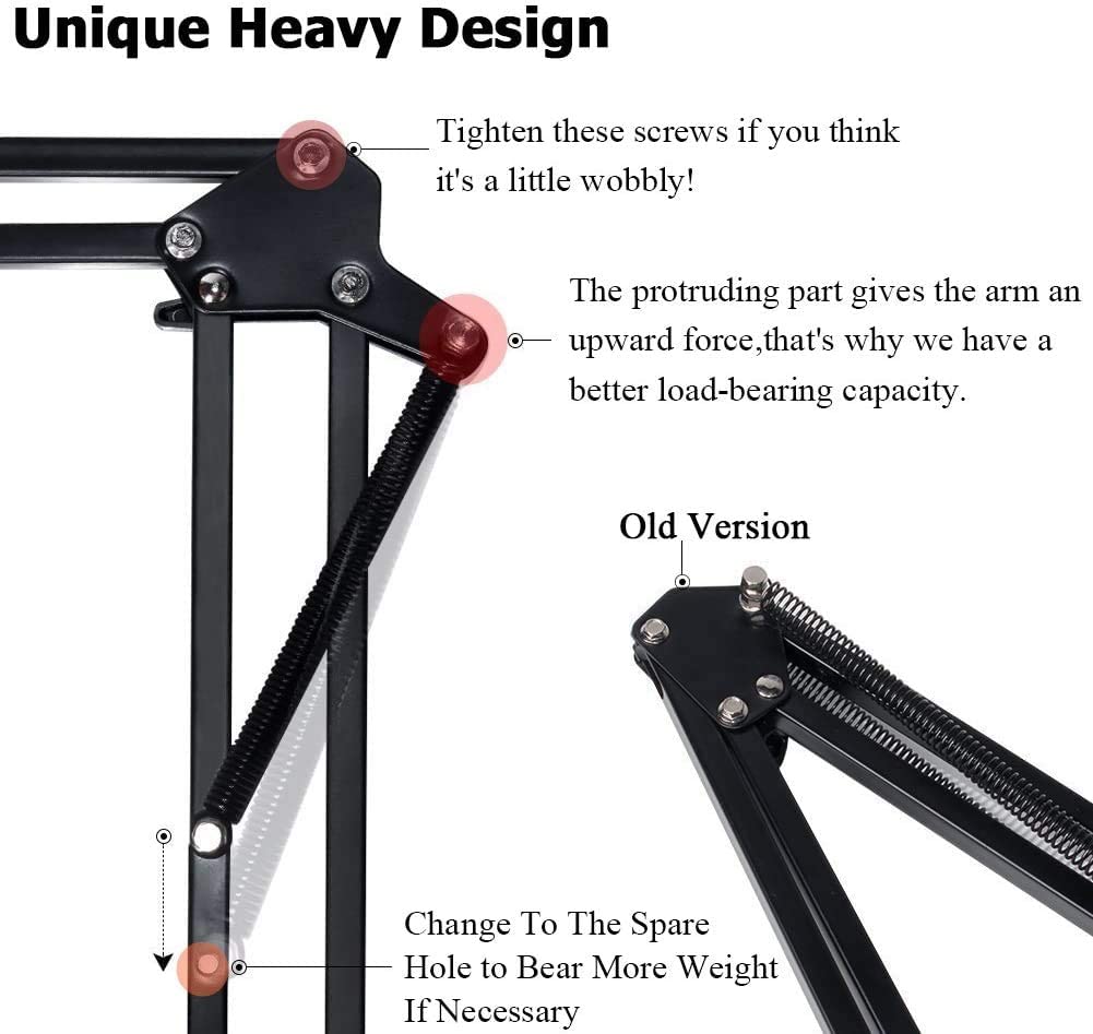 HAUEA Upgrade Adjustable Microphone Stand ,Desk Mic Scissor Arm Stand