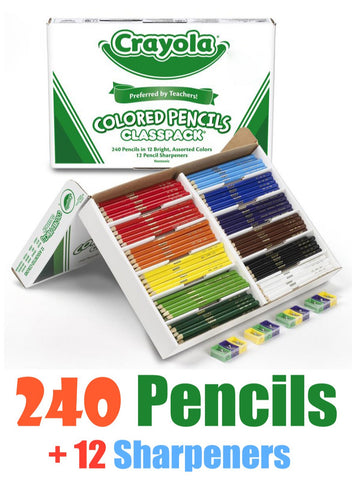 Crayola Colored Pencils Classpack, 240 Count, Bulk Classroom Supplies For Teachers, 12 Assorted Colors