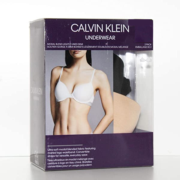 Calvin Klein Modal Blend Lightly Lined Demi Women's Bra (Pack of 2). –