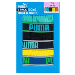 Puma Boy's Boxer Brief-Colors: Turquoise/Black/Yellow/Orange- Pack of 4
