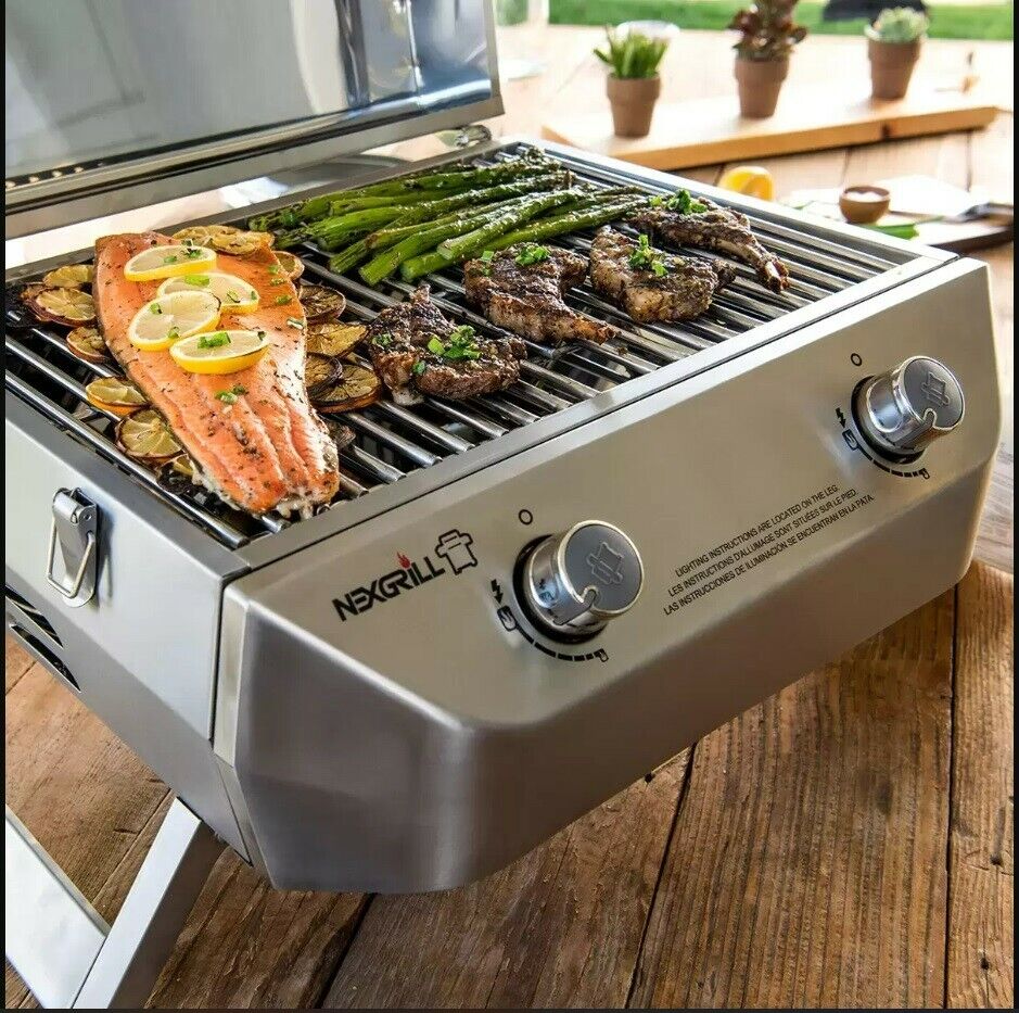 Nexgrill 2 Burner Stainless Steel Table Top Portable Propane Gas