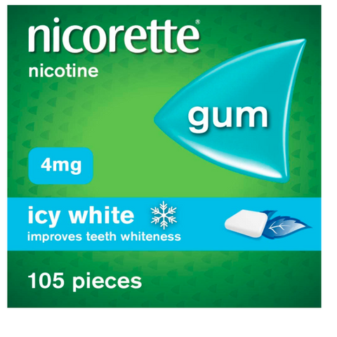 Nicorette Gum - Icy White, 4 mg, 105 Pieces – Also Whitens Teeth – Stop Smoking Aid - shopperskartuae