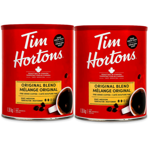 Tim Hortons Original Blend Fine Grind Coffee (1.36 kg). PACK OF 2