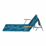Waters Edge Foldable Beach Lounger Chair Bamboo Armrests Portable folding Sunbed- Blue