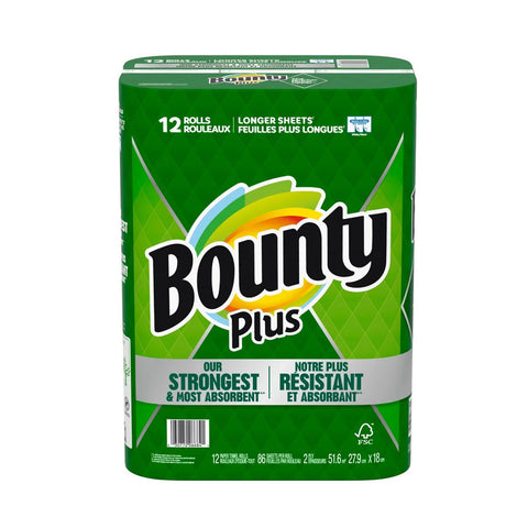 Bounty Plus Select-A-Size Paper Kitchen Towels, 86 sheets x 12 pack