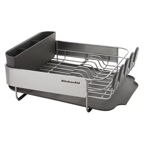 KitchenAid Compact Dish Drying Rack With Stainless Steel Panel - Grey (16 in X 12.6 in x 6.2 in)