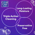 Clear Care Plus With HydraGlyde, Cleaning And Disinfecting Solution 3% Hydrogen Peroxide For All Soft And RGP Contact Lenses - 480ml Pack Of 2 With 2 Lens Cases