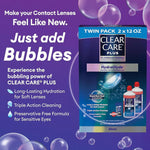 Clear Care Plus With HydraGlyde, Cleaning And Disinfecting Solution 3% Hydrogen Peroxide For All Soft And RGP Contact Lenses - 480ml Pack Of 2 With 2 Lens Cases