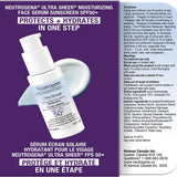 Neutrogena Ultra Sheer SPF 50+ Moisturizing Face Serum Sunscreen With Vitamin E Offers Broad Spectrum UVA/UVB Protection. - 50ml Pack Of 2