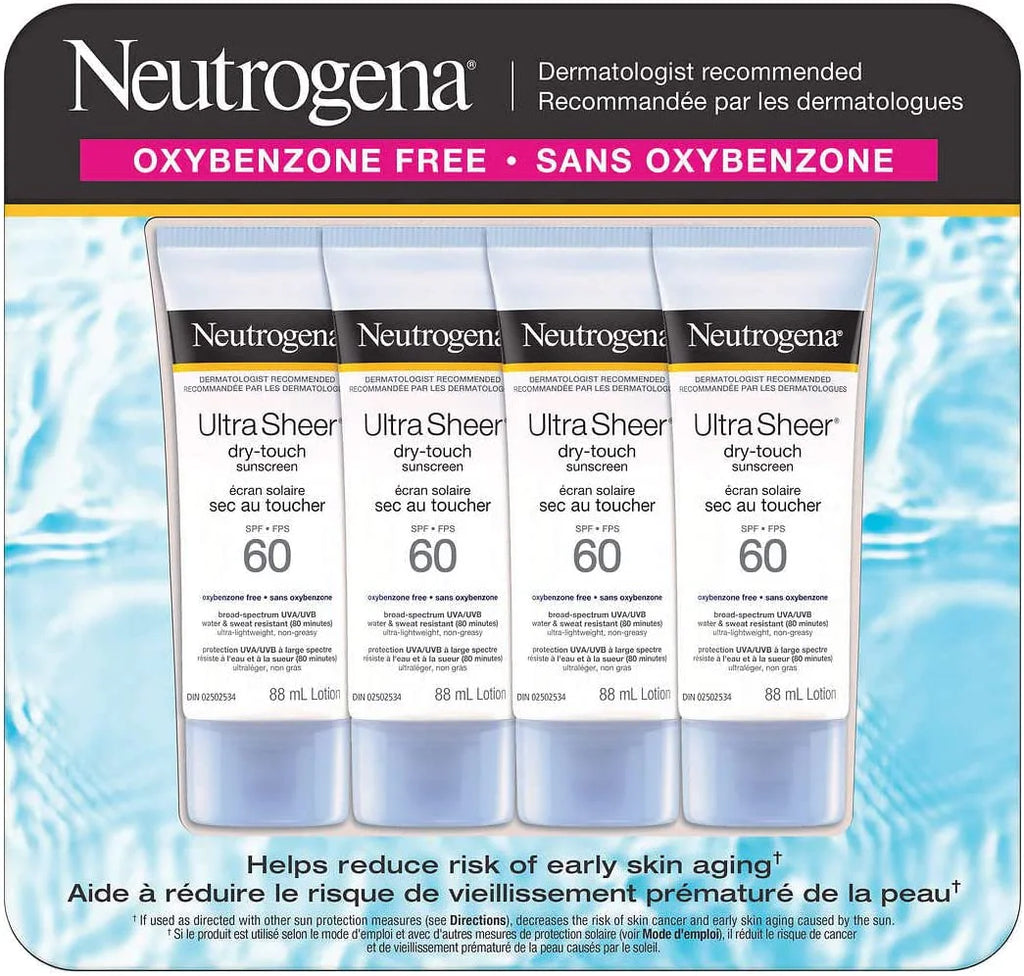 Neutrogena Ultra Sheer Dry-Touch Sunscreen SPF 60, Water & Sweat Resis –