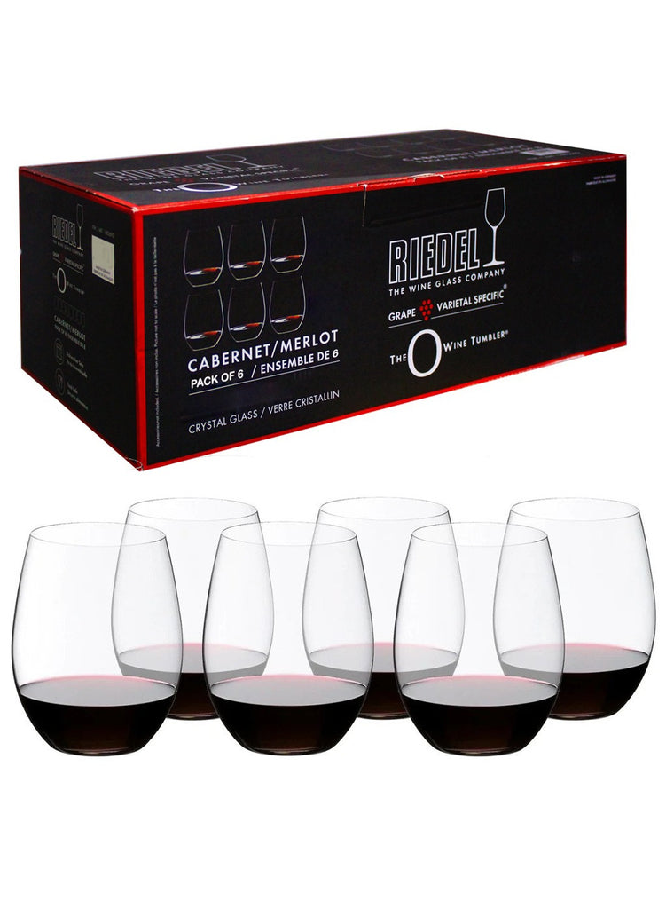 Riedel O Stemless Non-Crystal Cabernet/Merlot Wine Glass, Set  of 6: Wine Glasses: Wine Glasses