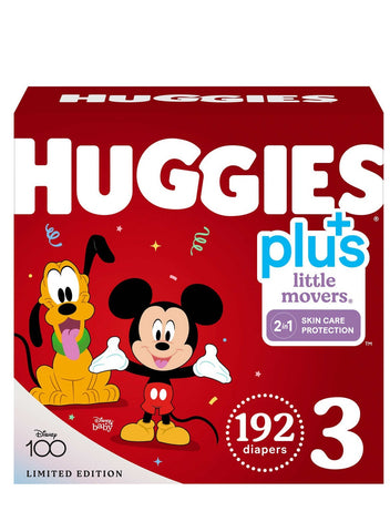 Huggies 192-Piece Little Snugglers Plus Little Movers 2 in 1 Skin Protect Limited Edition Diapers Size 3