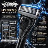 Wilkinson Sword Hydro 5 Ultimate Men’s Razor Set, 1 Handle + 9 Blades, 5-Blade Manual Shaving Razor with Hydrating Gel Pools & Flip Trimmer