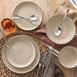 Over & Back Stoneware Dinnerware Set 16 Piece - Beige