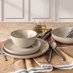 Over & Back Stoneware Dinnerware Set 16 Piece - Beige