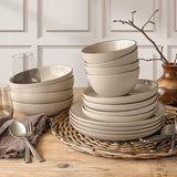 Over & Back Stoneware Dinnerware Set 16 Piece - Beige