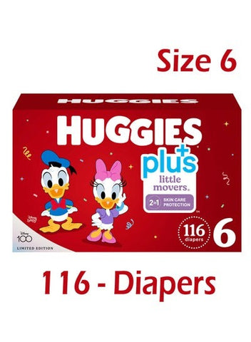 Huggies 116-Piece Little Movers Plus Little Movers 2 in 1 Skin Protect Limited Edition Baby Diapers Size 6