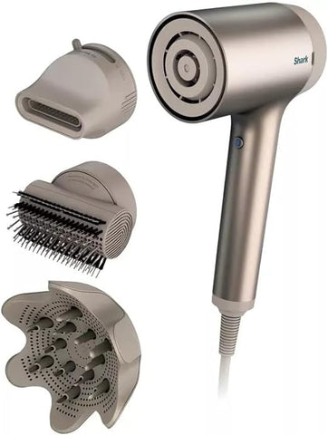 Shark Style iQ Ionic Hair Dryer & Styler [HD120UK] with 2 in 1 Concentrator, Diffuser, Brush - Stone