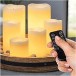 Glow Wick Cream LED Pillar Candles, 6 Pack (Batteries & Remote Control Included)