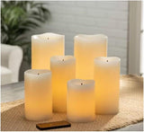 Glow Wick Cream LED Pillar Candles, 6 Pack (Batteries & Remote Control Included)