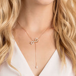 Swarovski Lifelong Bow Necklace 5447082: Adjustable, Rose Gold & Rhodium Finish