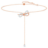 Swarovski Lifelong Bow Necklace 5447082: Adjustable, Rose Gold & Rhodium Finish