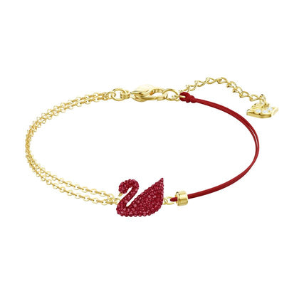 Swarovski Iconic Swan bracelet Red & Gold plating #5465403