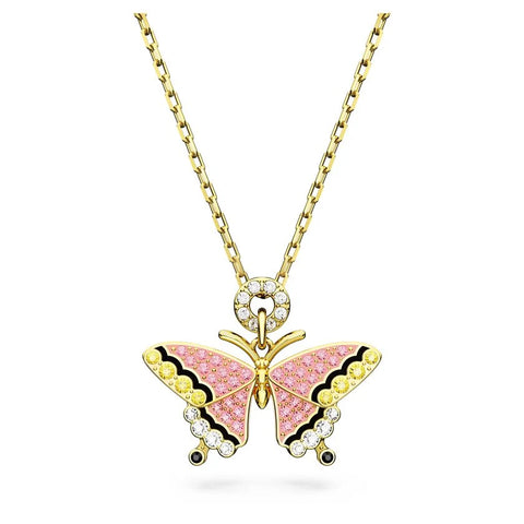 Swarovski Idyllia Butterfly Pendant – Multicolored Crystals & Gold-Tone