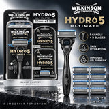 Wilkinson Sword Hydro 5 Ultimate Men’s Razor Set, 1 Handle + 9 Blades, 5-Blade Manual Shaving Razor with Hydrating Gel Pools & Flip Trimmer