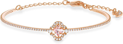 Swarovski Sparkling Dance Clover Bangle, Pink, Rose-gold tone plated