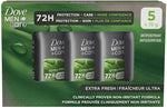 Dove Men +Care Antiperspirant Extra Fresh Deodorant for Men, 72h Protection - 5 x 76 g