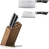 Cangshan ELBERT Series 3 Piece HUA Cleaver Knife Block Sets, Forged German Steel, Acacia Wood (Black)