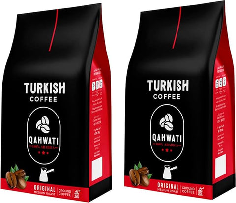 Qahwati Turkish Coffee,Original Medium Roast Ground Coffee 200g Pack Of 2