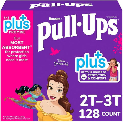 Huggies Pull-Ups Plus, 2T-3T (18-34 lbs. / 8-15Kg) Disnep Princess Themed 128 Count (For Girls)