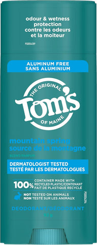 Tom's of Maine Mountain Spring Natural Deodorant for Men and Women, Aluminum Free, 3.25 oz, Pack Of 1