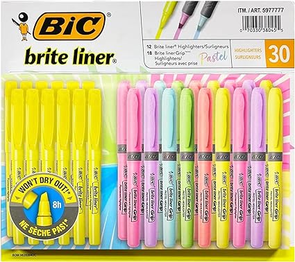 BIC Brite Liner Highlighters Pack Of 30