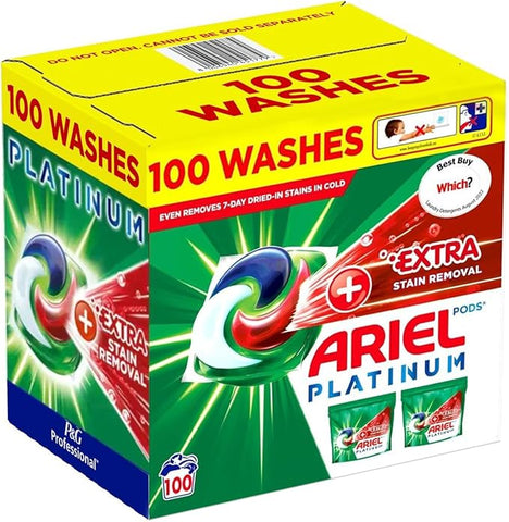 Ariel Platinum Washing Pods 100 Washes 2320G +Extra Stain Removal On top